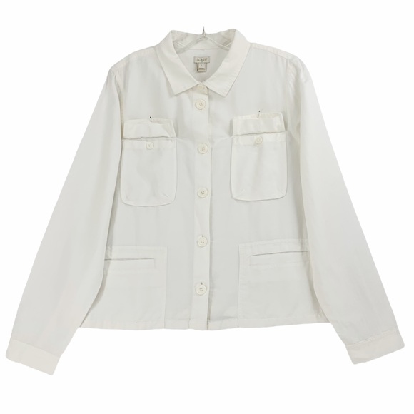 J. Crew Linen Blend White Utility Style Jacket Shacket Chore Jacket - Picture 10 of 16
